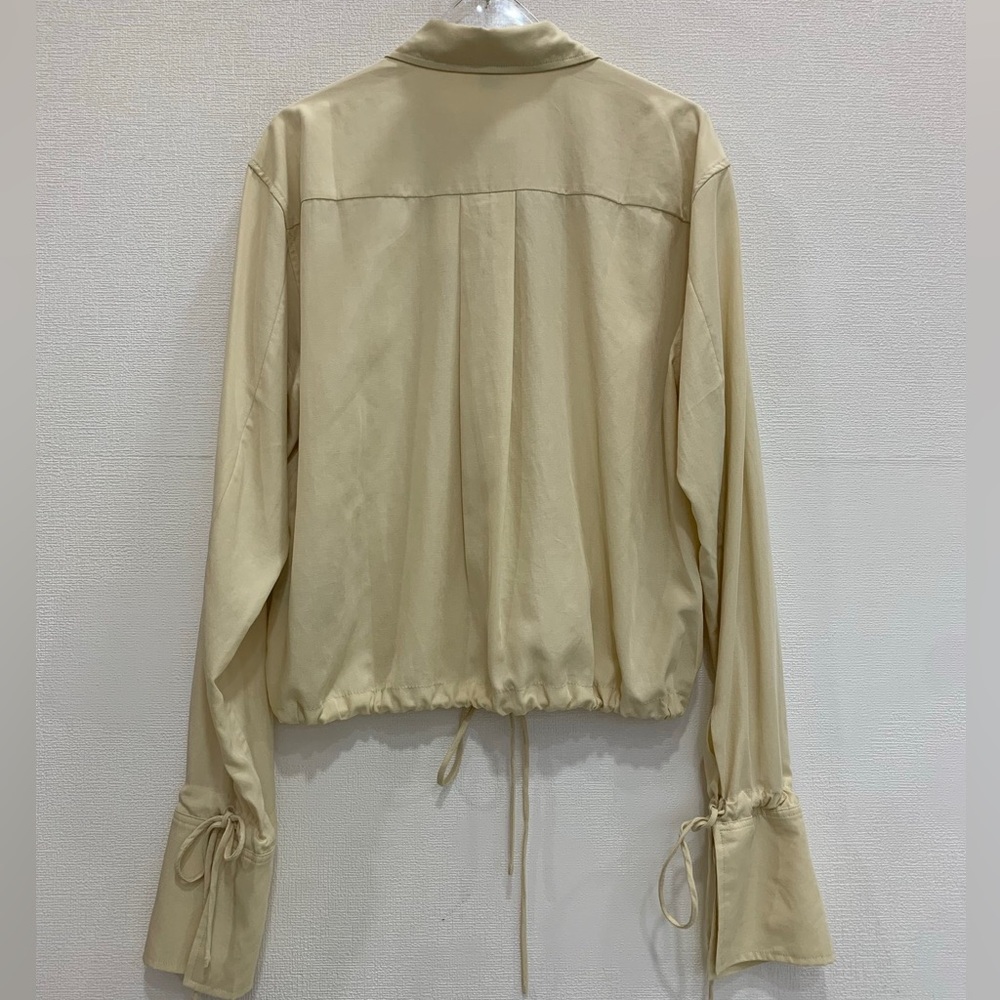 Toteme Light Yellow Drawstring-Hem Button Down Shirt - Picture 2 of 9